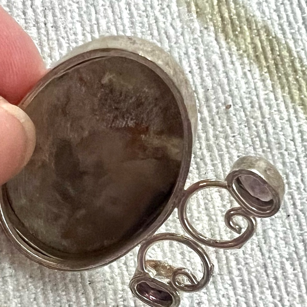 Jasper and Amethyst & Silver Pendant - Picture 5 of 6